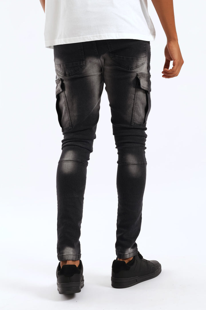 Super Skinny Cargo Denim - Black