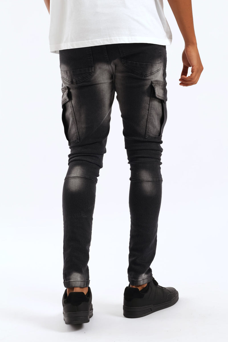 Super Skinny Cargo Denim - Black