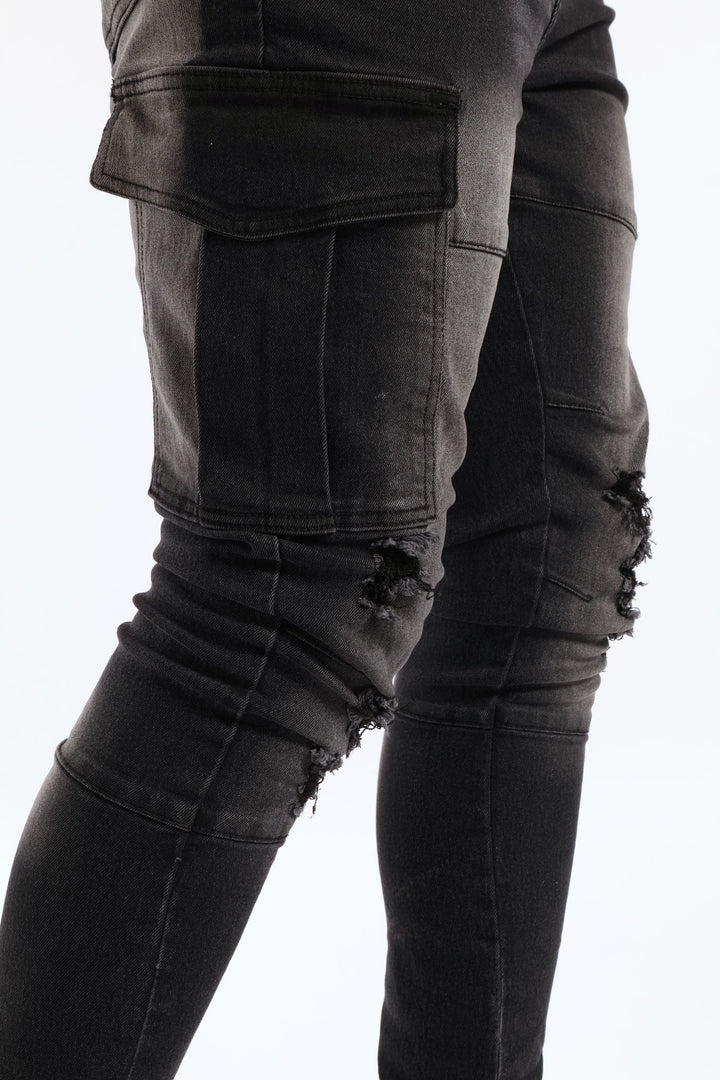 Super Skinny Cargo Denim - Black