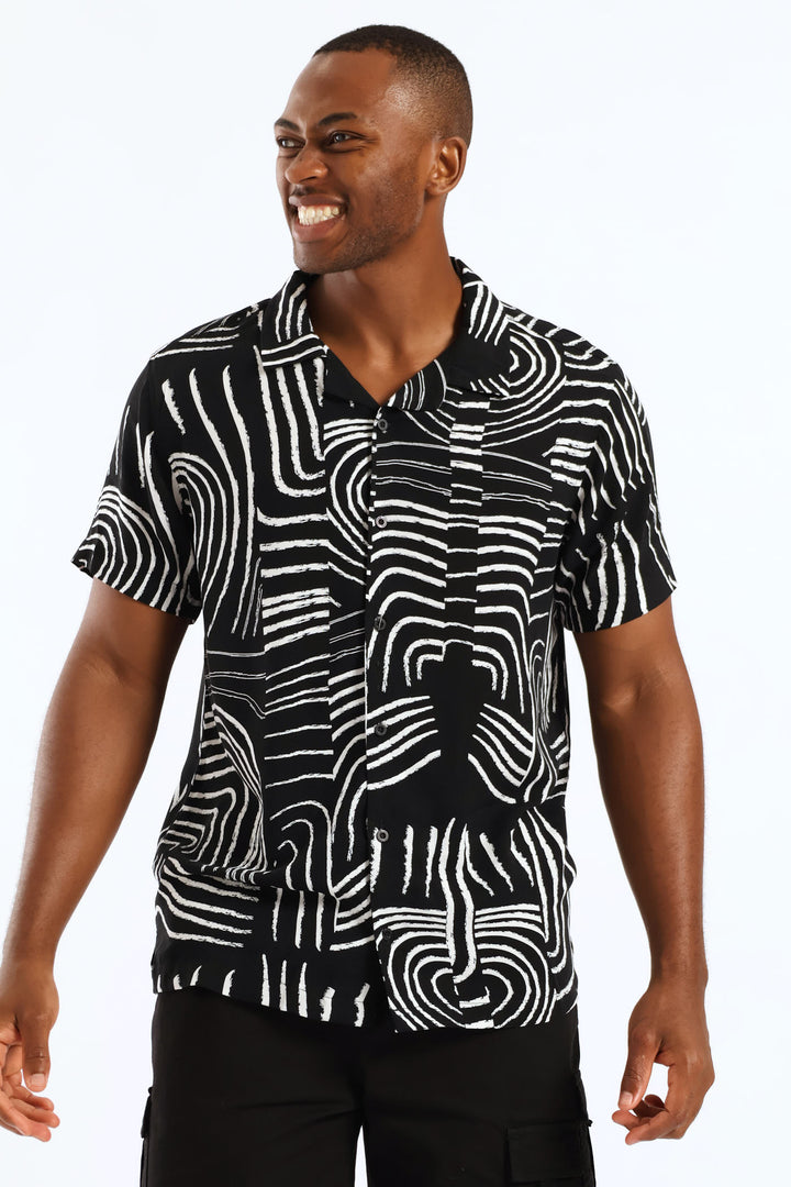 Wave Viscose Shirt - Black