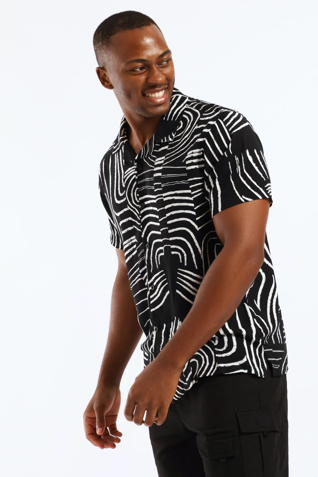 Wave Viscose Shirt - Black