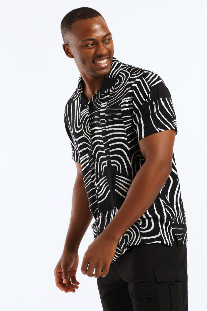 Wave Viscose Shirt - Black