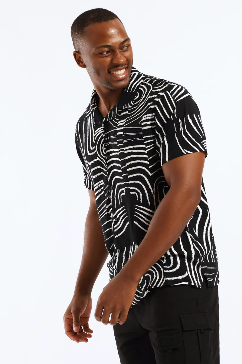 Wave Viscose Shirt - Black