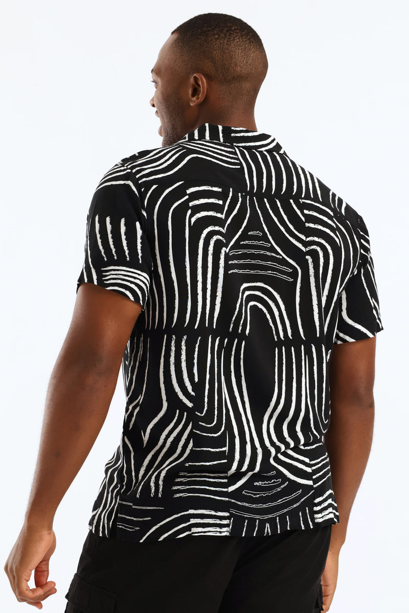 Wave Viscose Shirt - Black