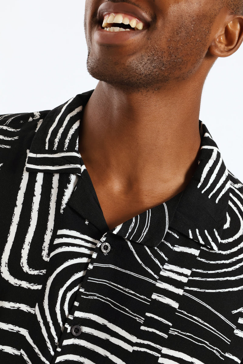 Wave Viscose Shirt - Black