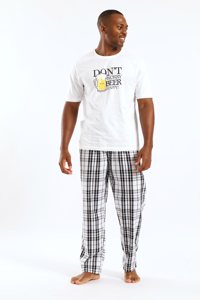 Check Woven Pants - Black/White