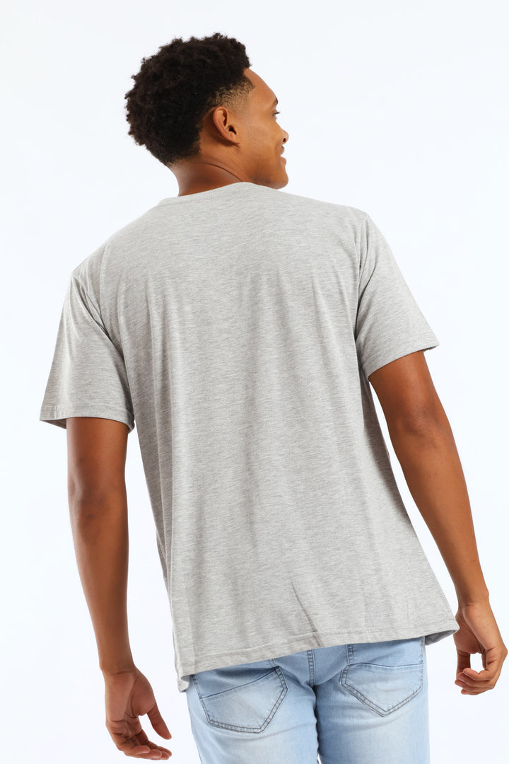 Drip Back Print Tee - Grey Melange