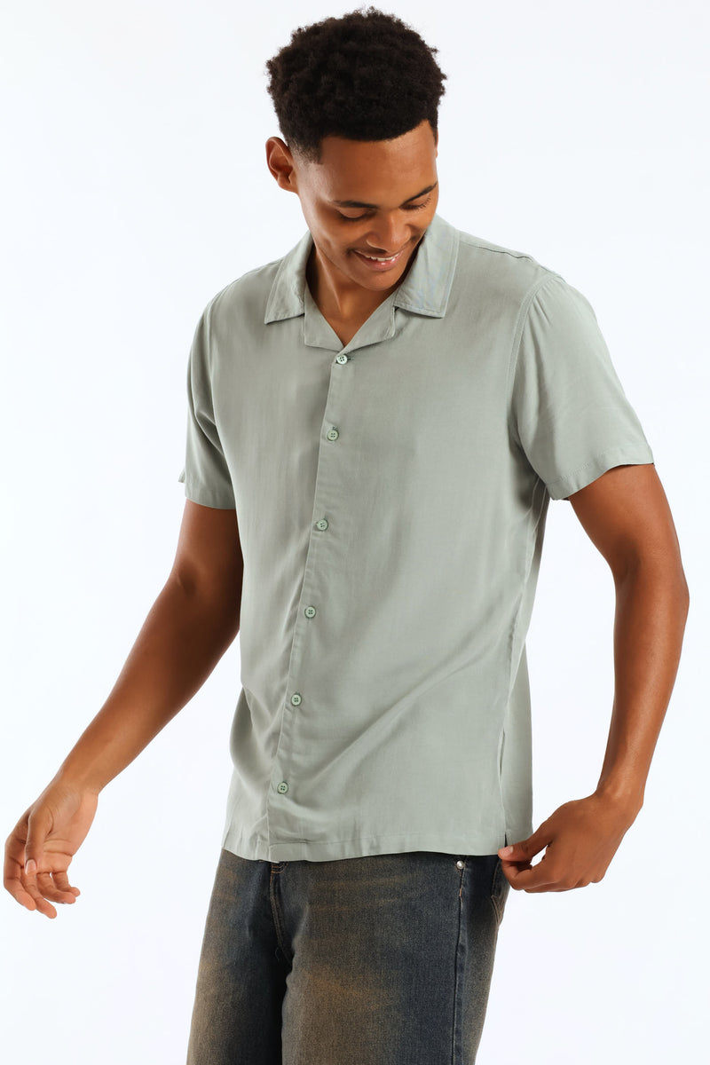 Plain Viscose Shirt - Sage