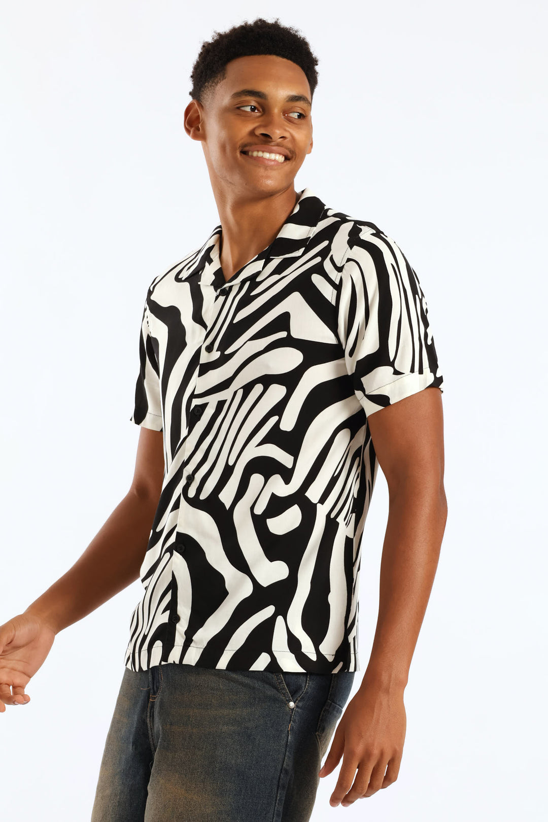 Viscose Print Shirt - Black/White