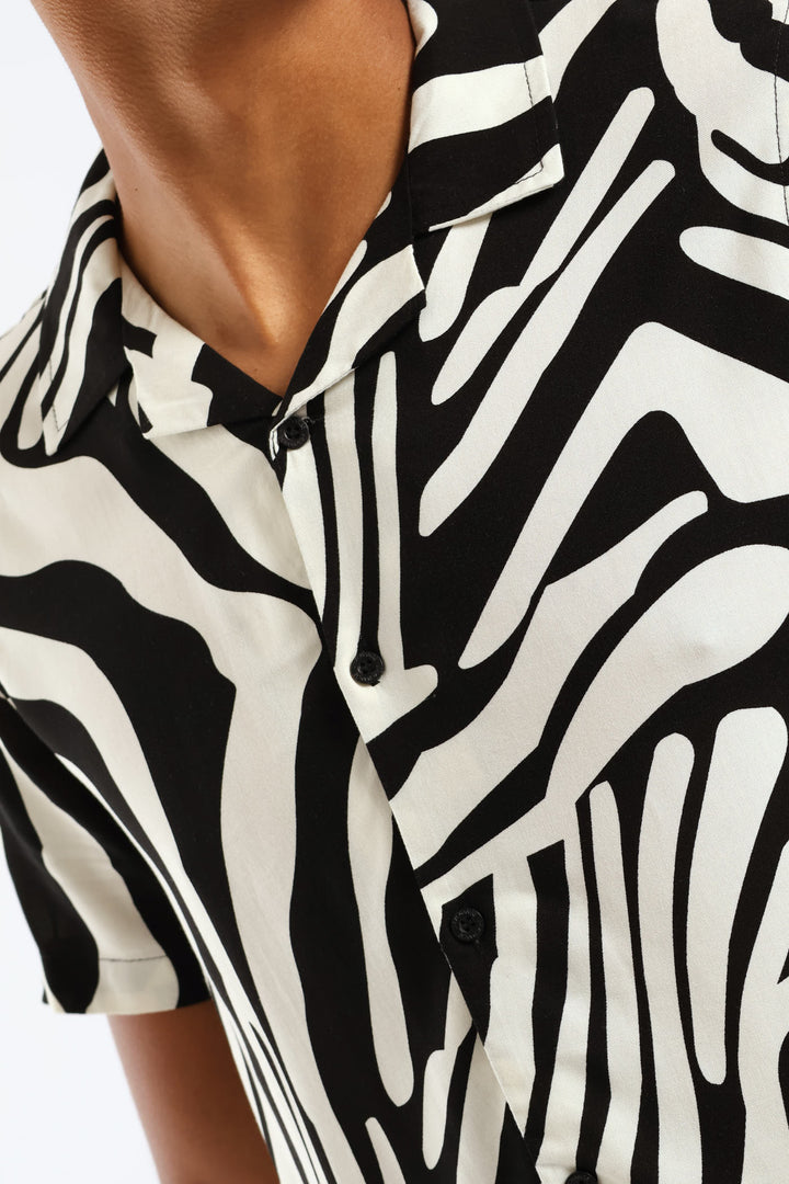 Viscose Print Shirt - Black/White