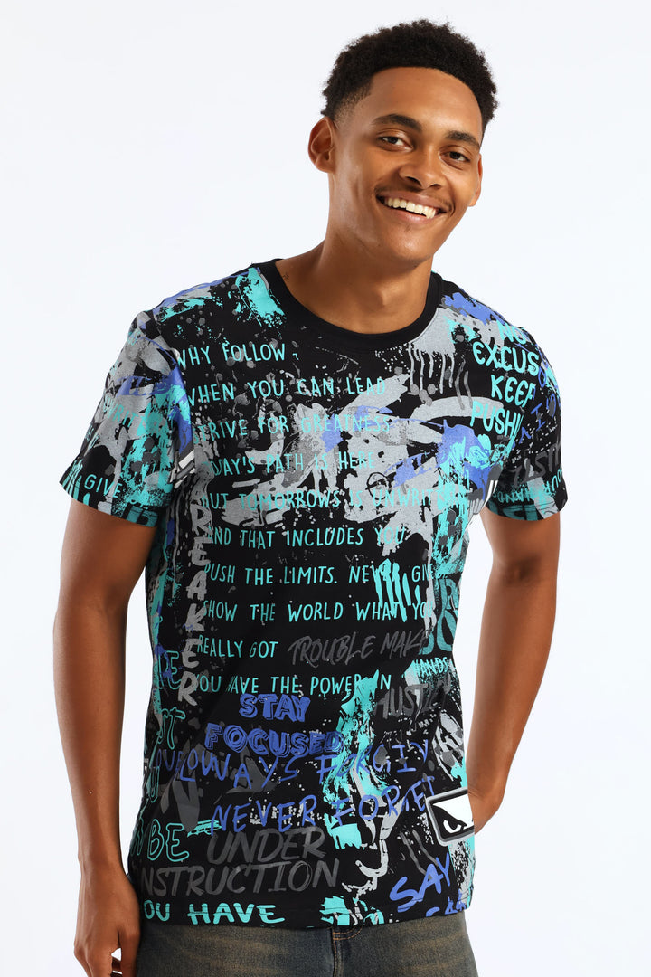 Focused Print Tee - Blue