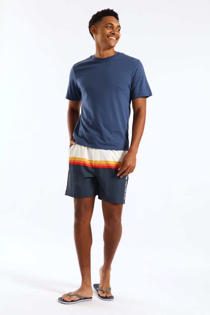 Surf Revival Stripe Volley Short - White/Navy