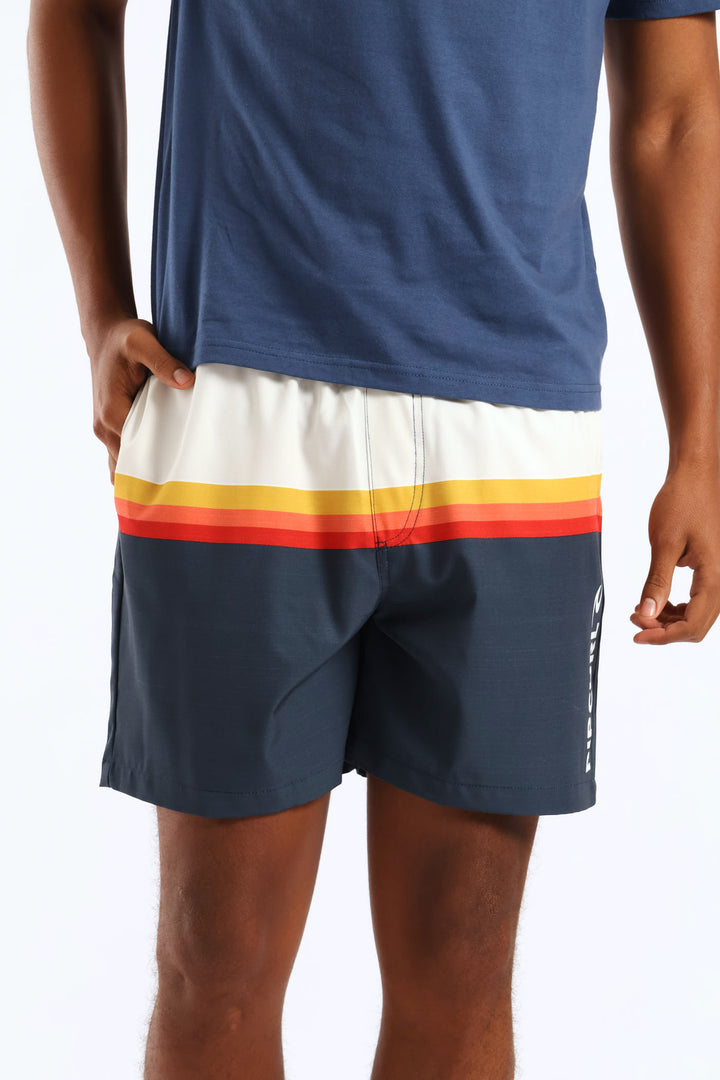 Surf Revival Stripe Volley Short - White/Navy