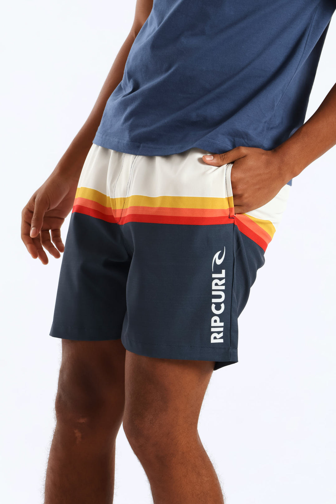 Surf Revival Stripe Volley Short - White/Navy
