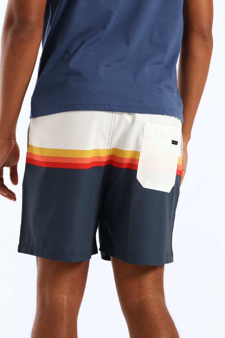 Surf Revival Stripe Volley Short - White/Navy