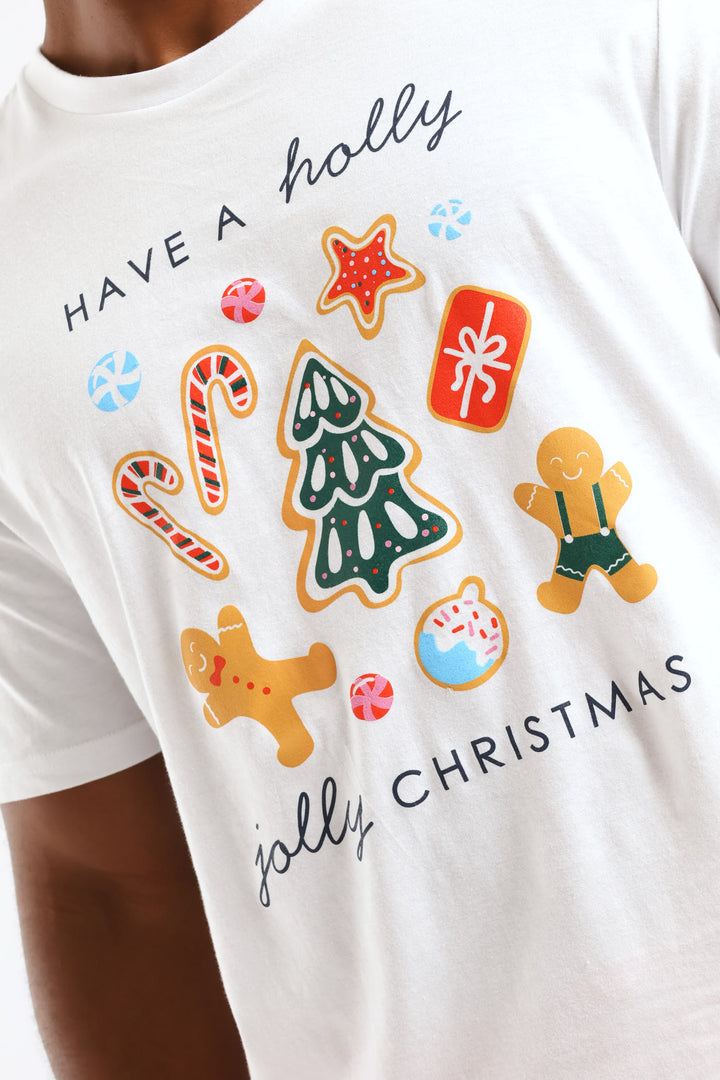 Christmas Print Tee - White