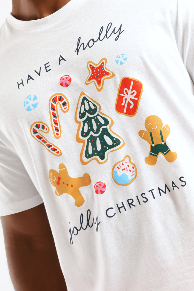 Christmas Print Tee - White