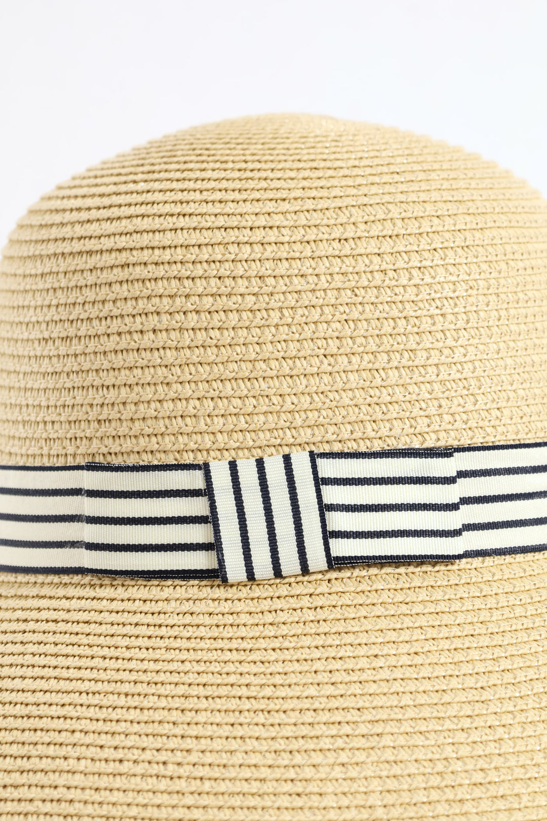 Ribbon Turned Down Straw Hat - Beige