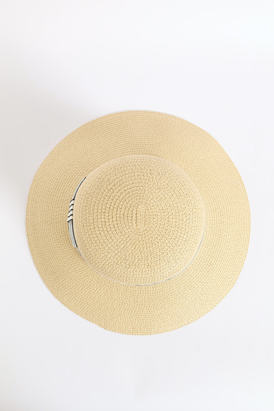 Ribbon Turned Down Straw Hat - Beige