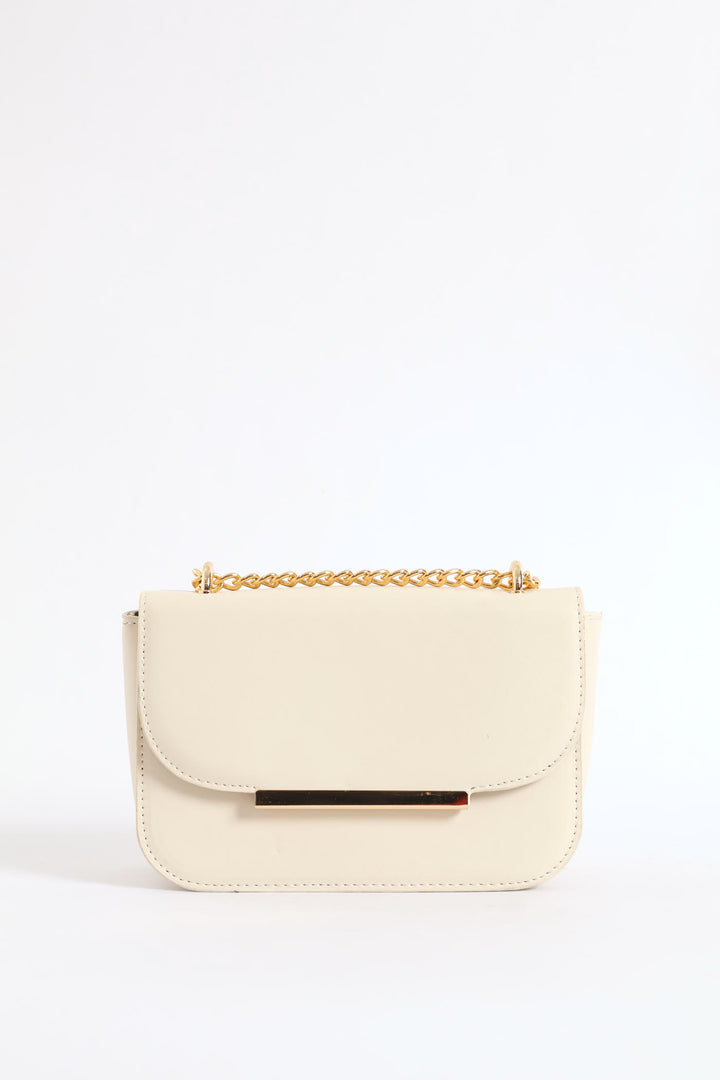 Gold Hardware Satchel Bag - Cream