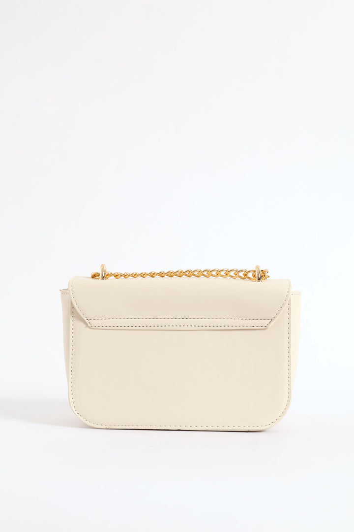 Gold Hardware Satchel Bag - Cream
