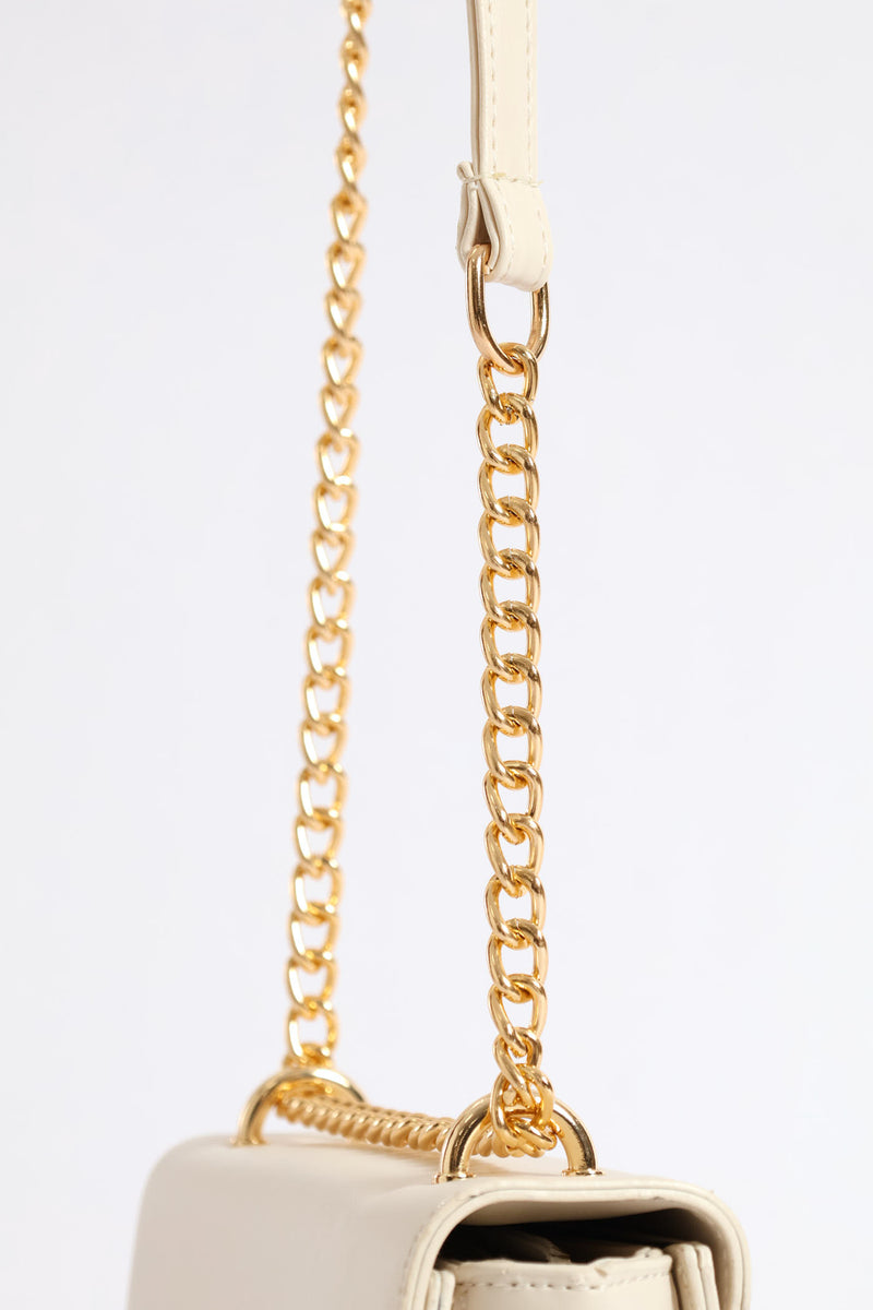 Gold Hardware Satchel Bag - Cream