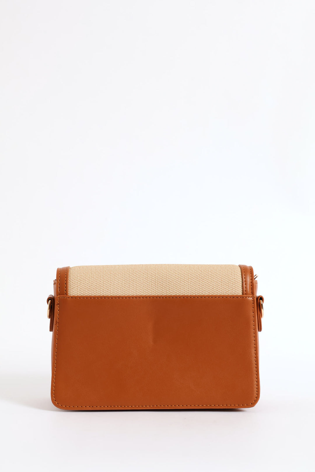 Colour Block Canvas Satchel - Tan