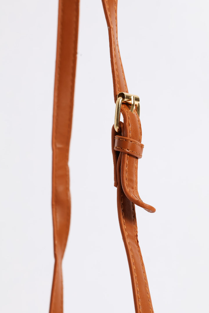 Colour Block Canvas Satchel - Tan