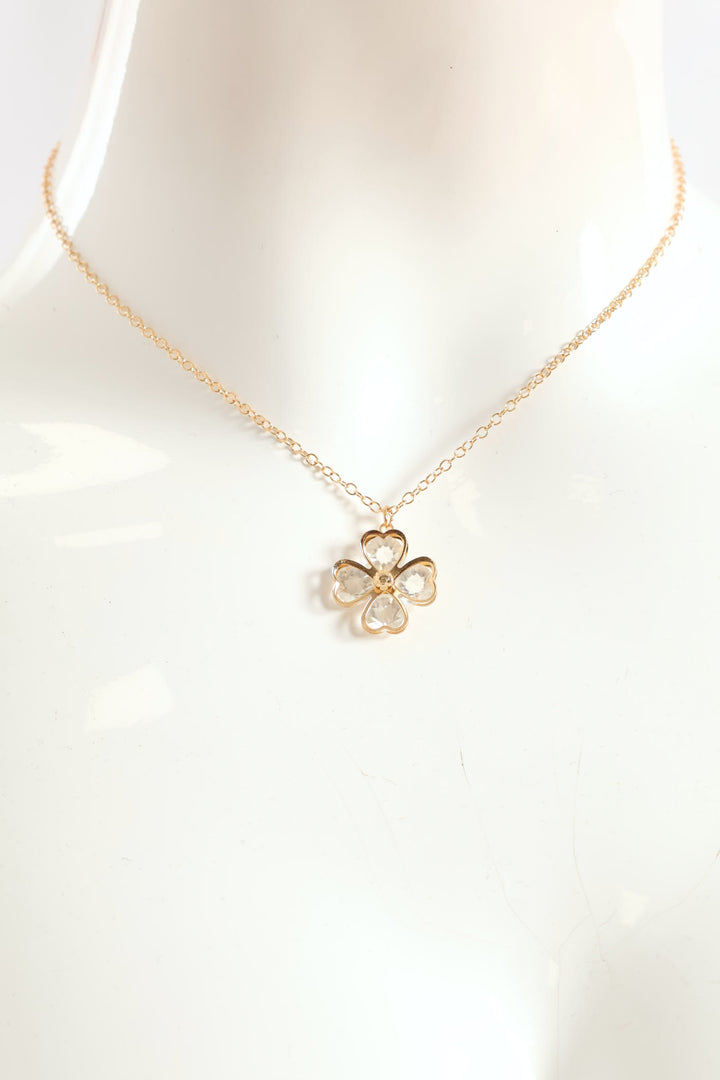 Floral Pendant Necklace - Gold