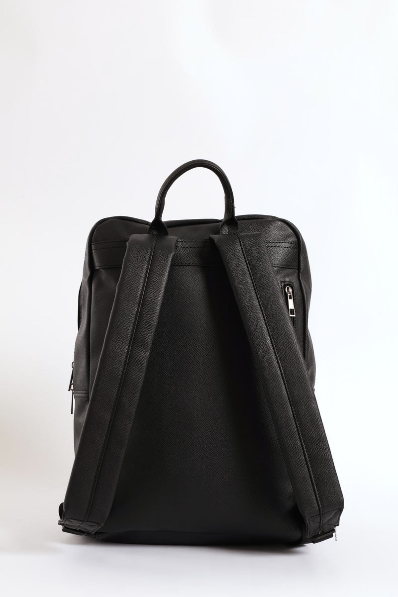 Faux Leather Backpack - Brown