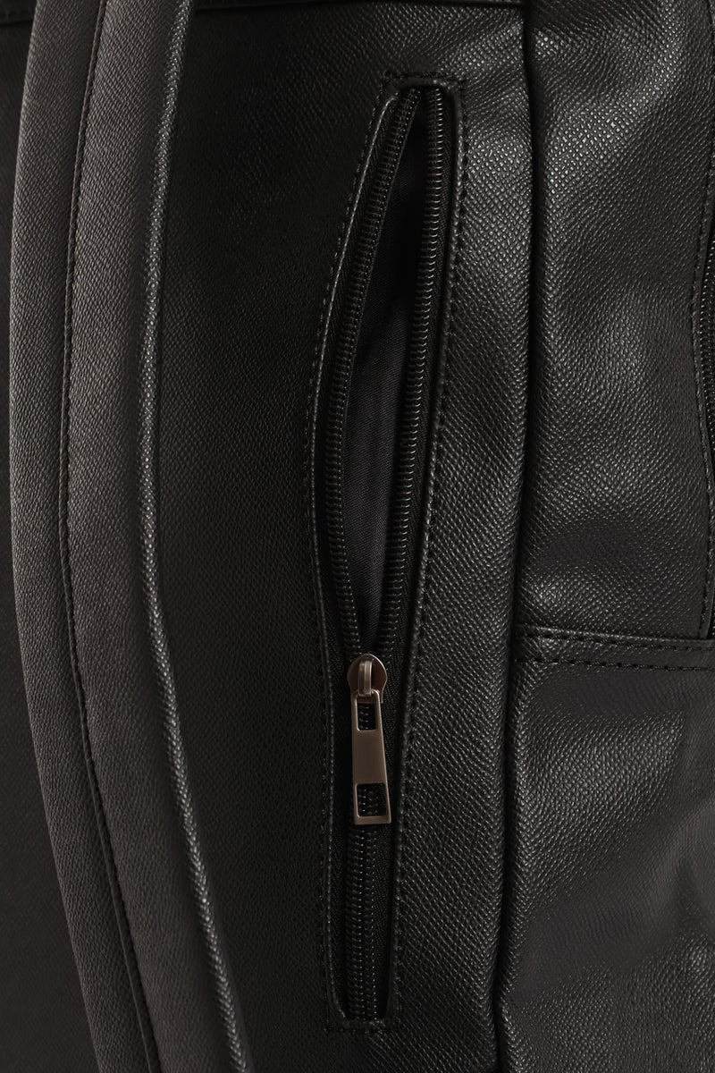 Faux Leather Backpack - Brown