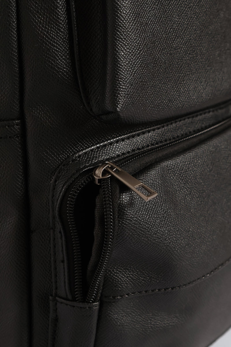 Faux Leather Backpack - Brown