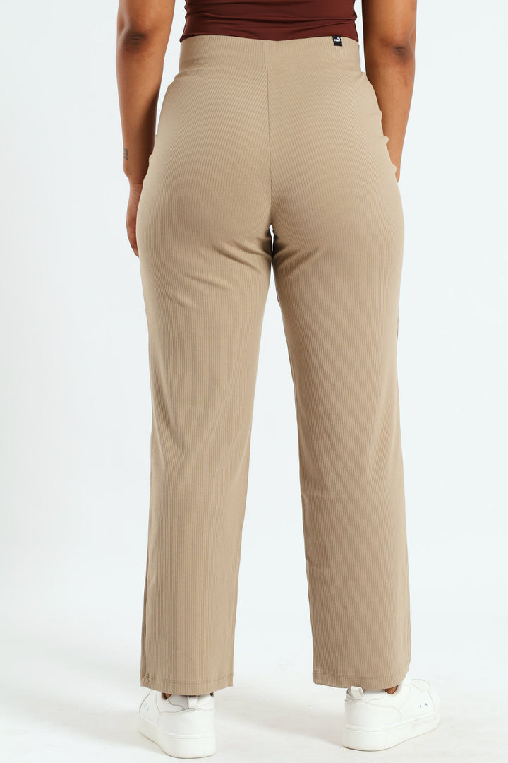 Elevated High Waist Straight Leg Pants - Taupe