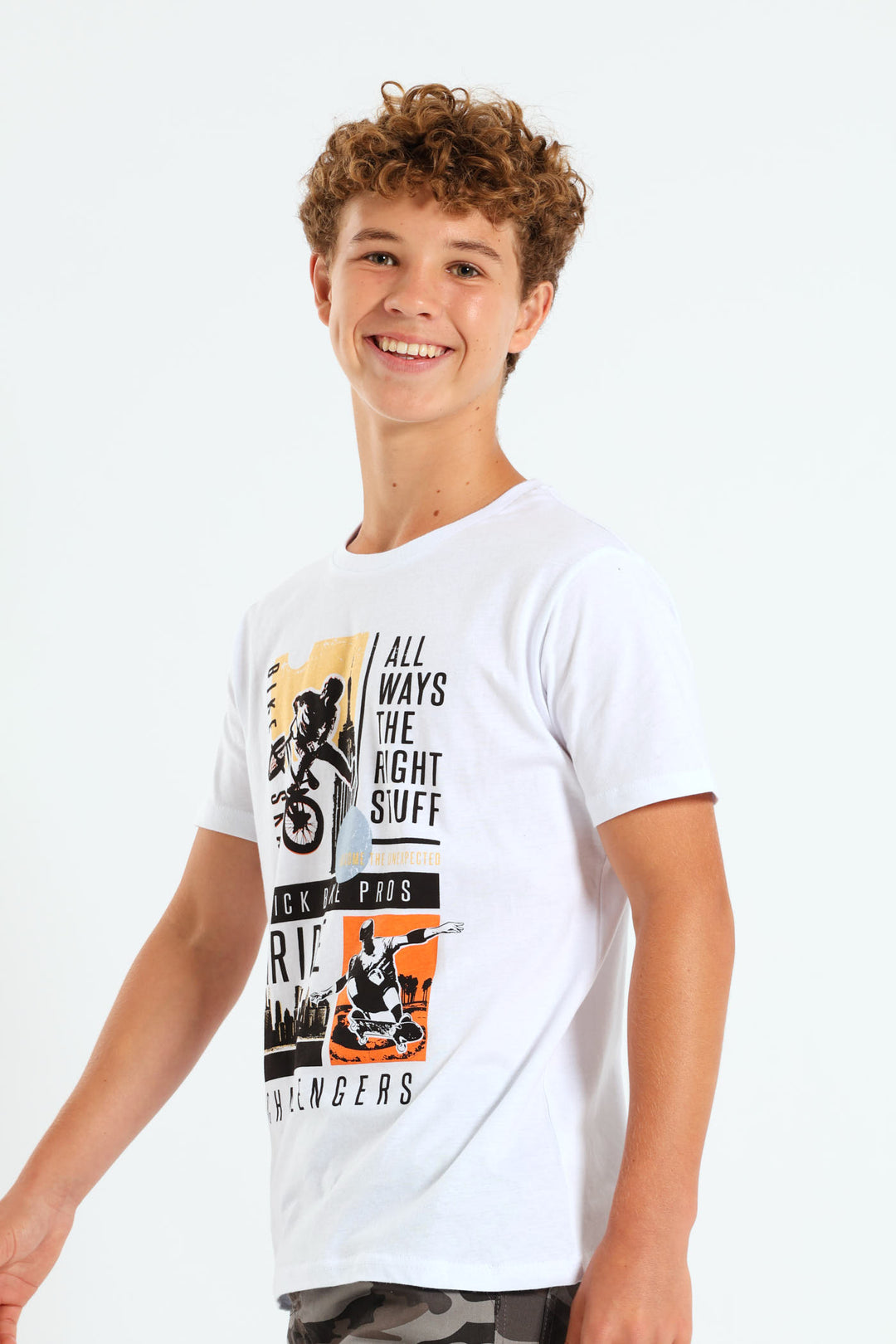 Boys Skate Bike Print Tee - White