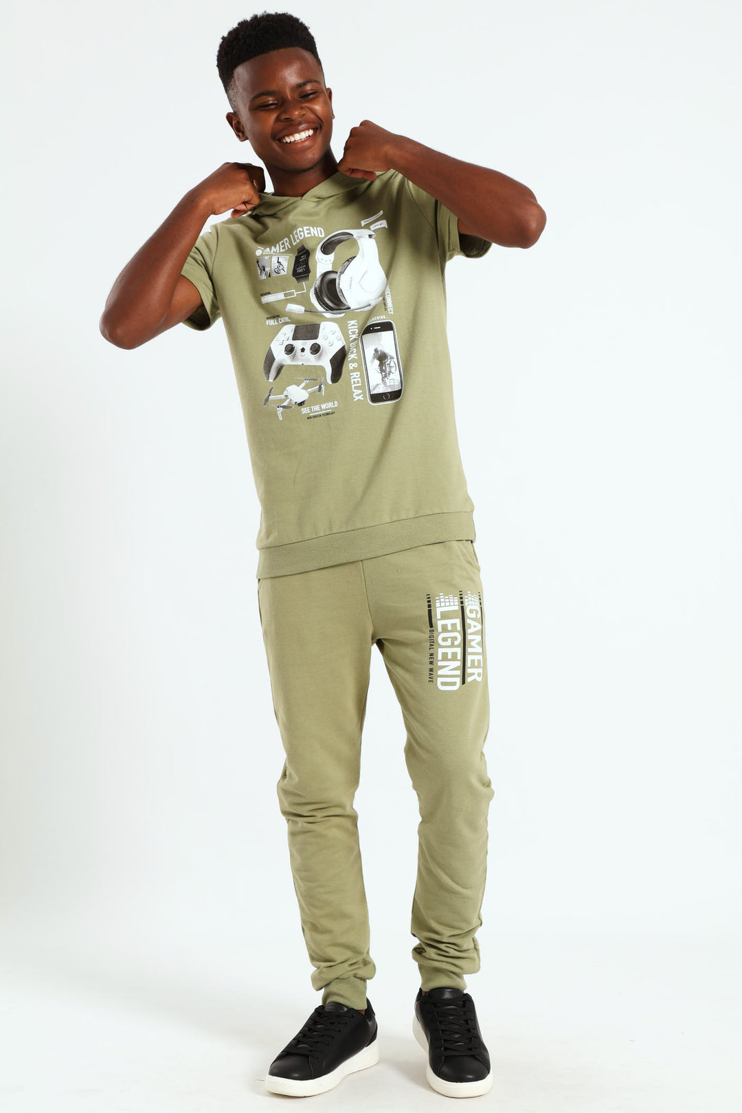 Boys Photographic Top - Olive