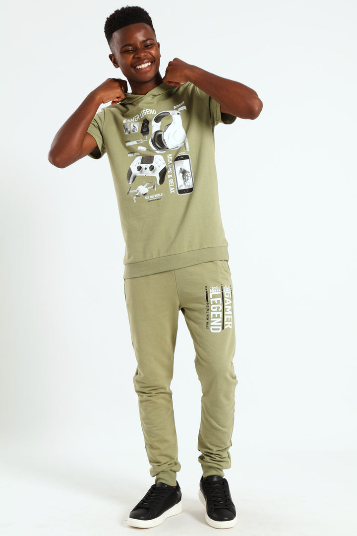 Boys Photographic Top - Olive