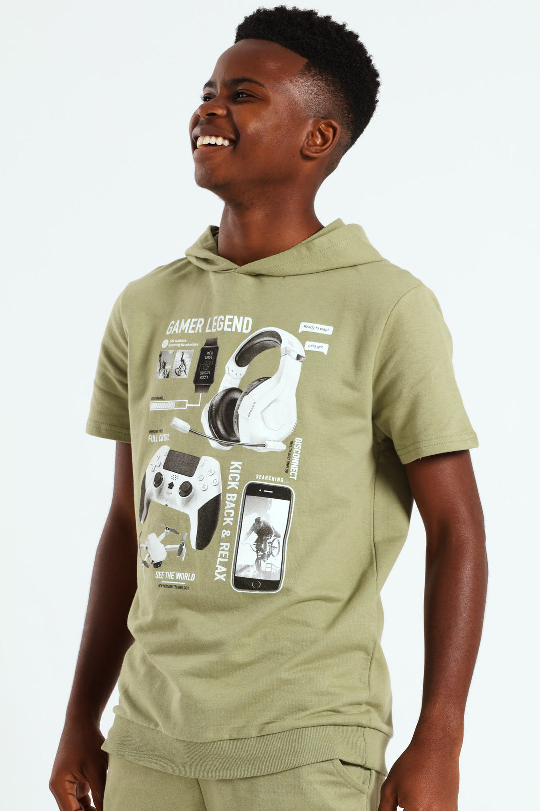 Boys Photographic Top - Olive