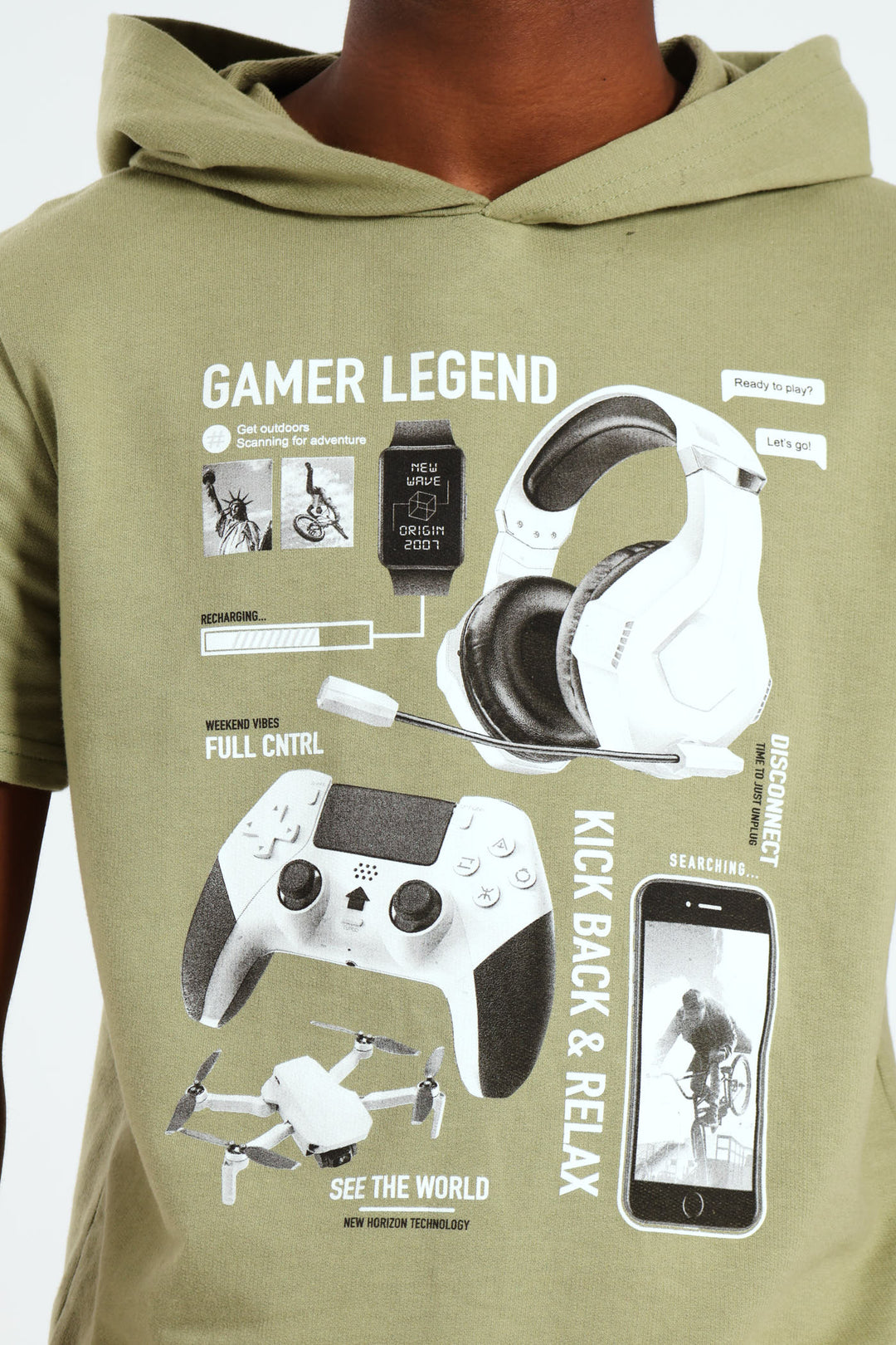 Boys Photographic Top - Olive