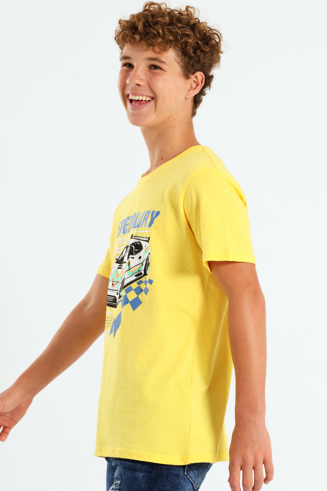 Boys Car Print Tee - Yellow
