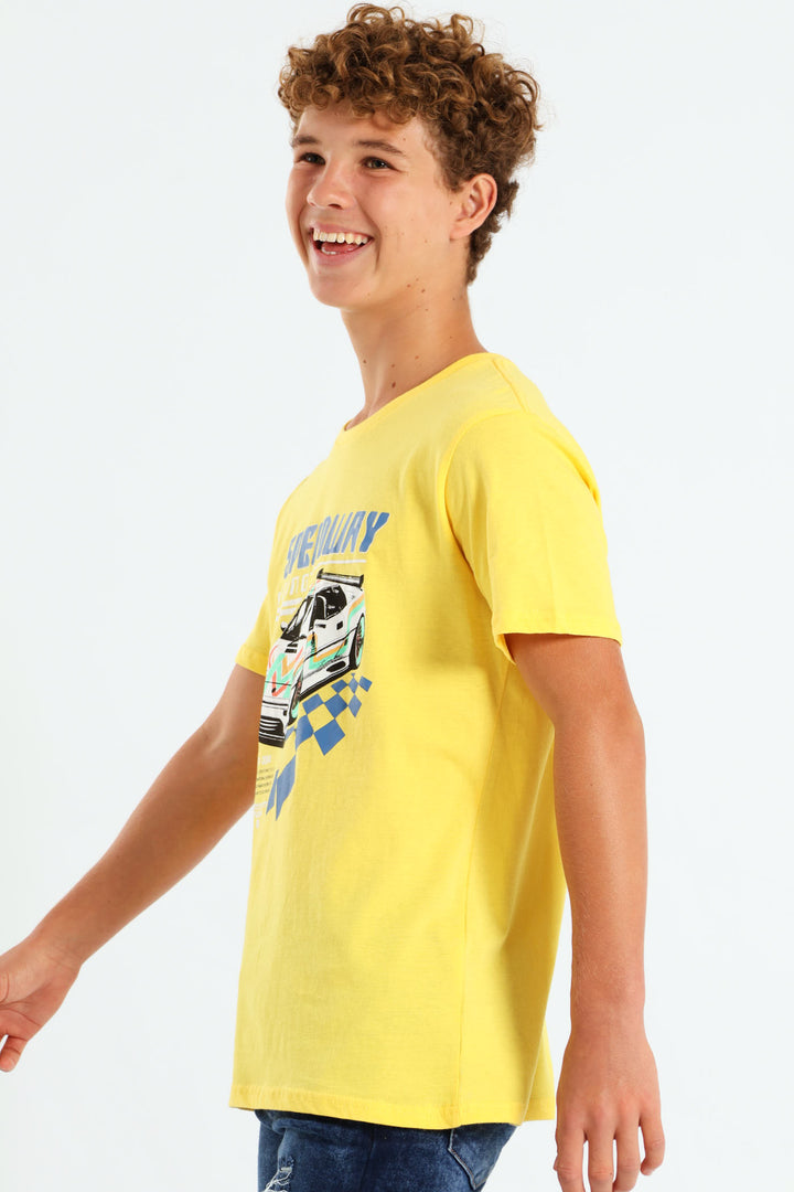 Boys Car Print Tee - Yellow