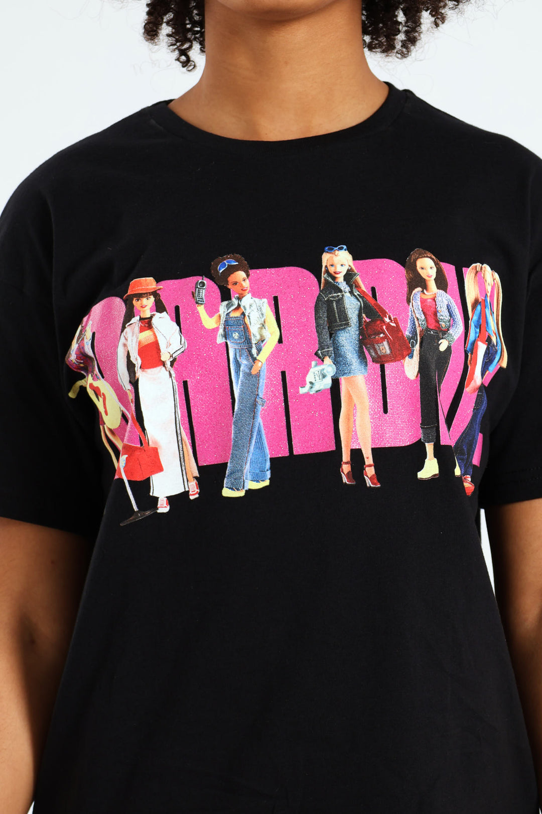 Girls Barbie Oversized Tee - Black