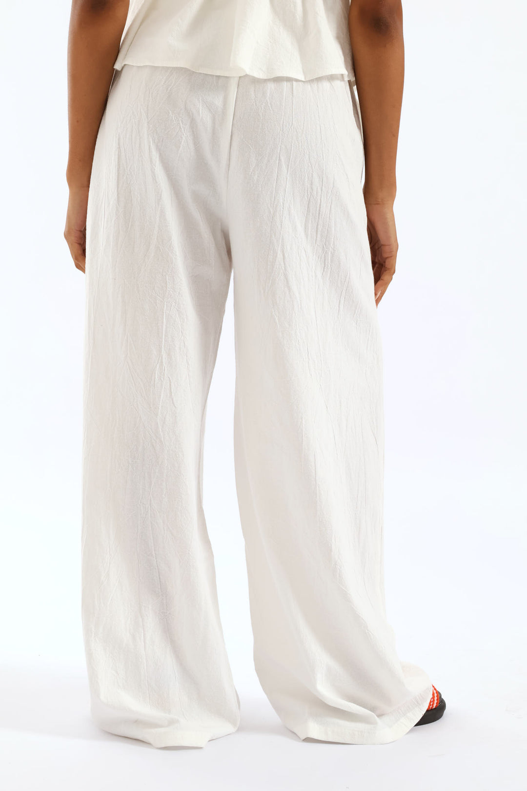 Wide Leg Rustic Trouser - White