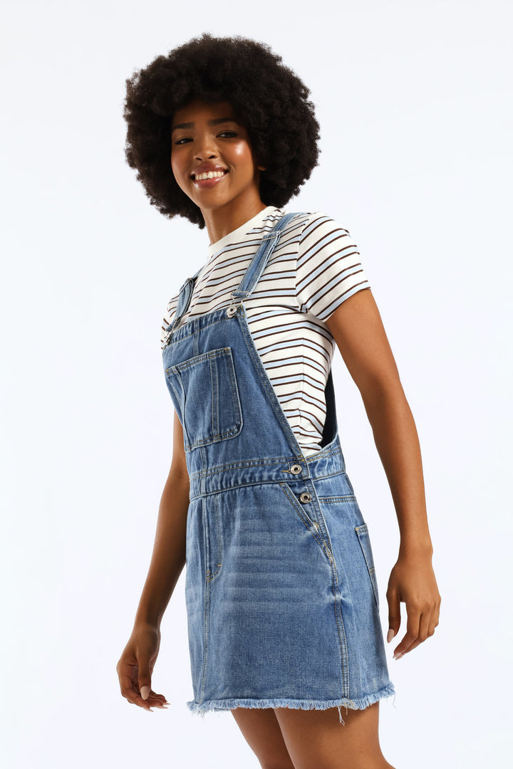 Denim Pinafore Dress - Salty Mid Wash