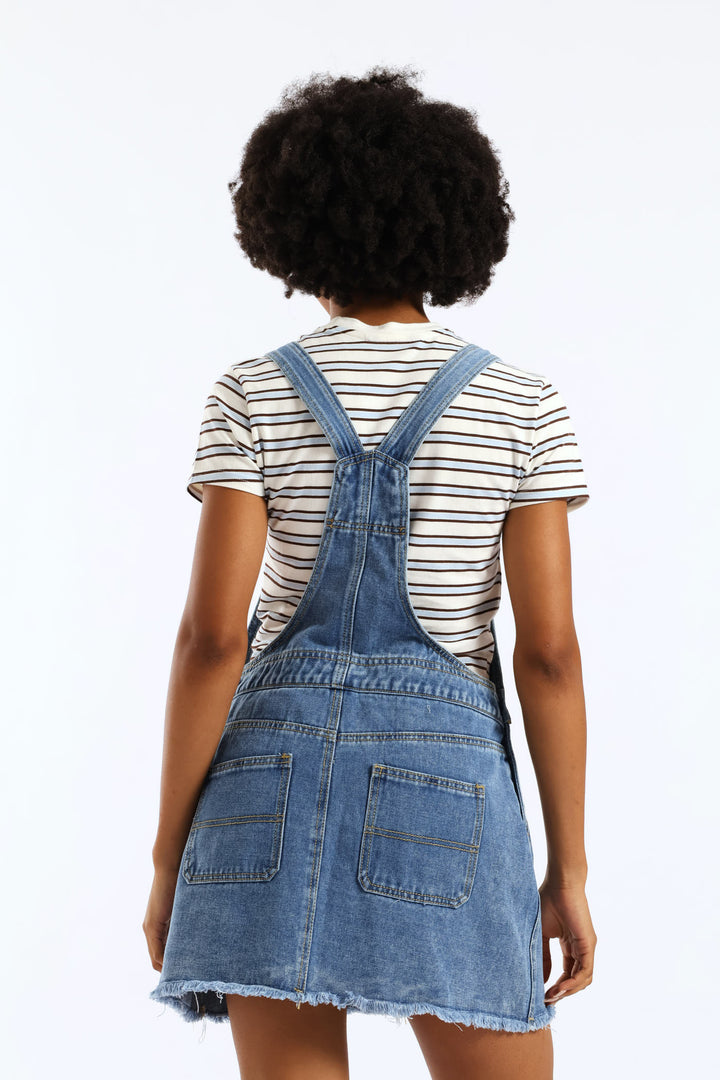 Denim Pinafore Dress - Salty Mid Wash