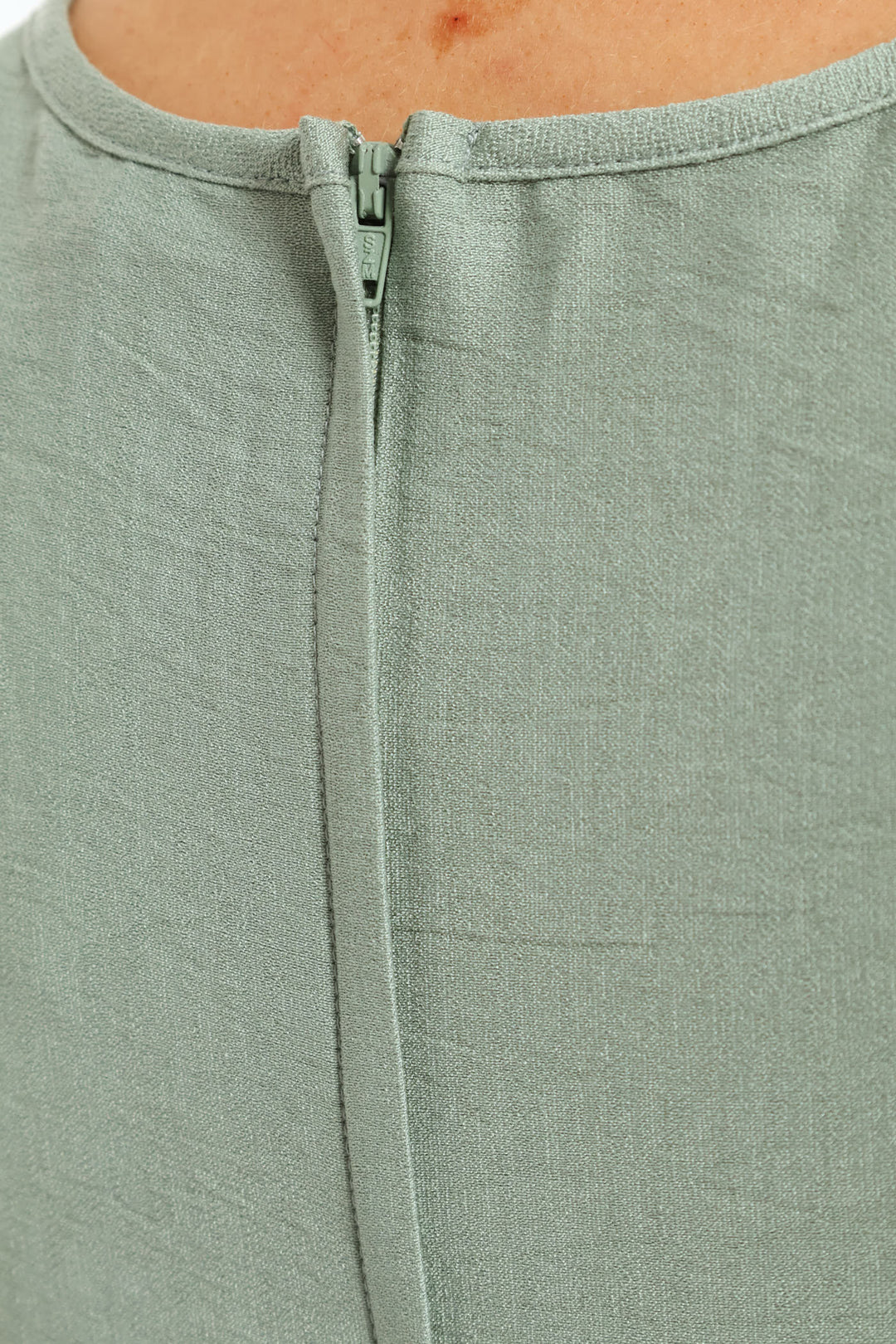 Curved Tiered Volume Midaxi Dress - Eucalyptus Green