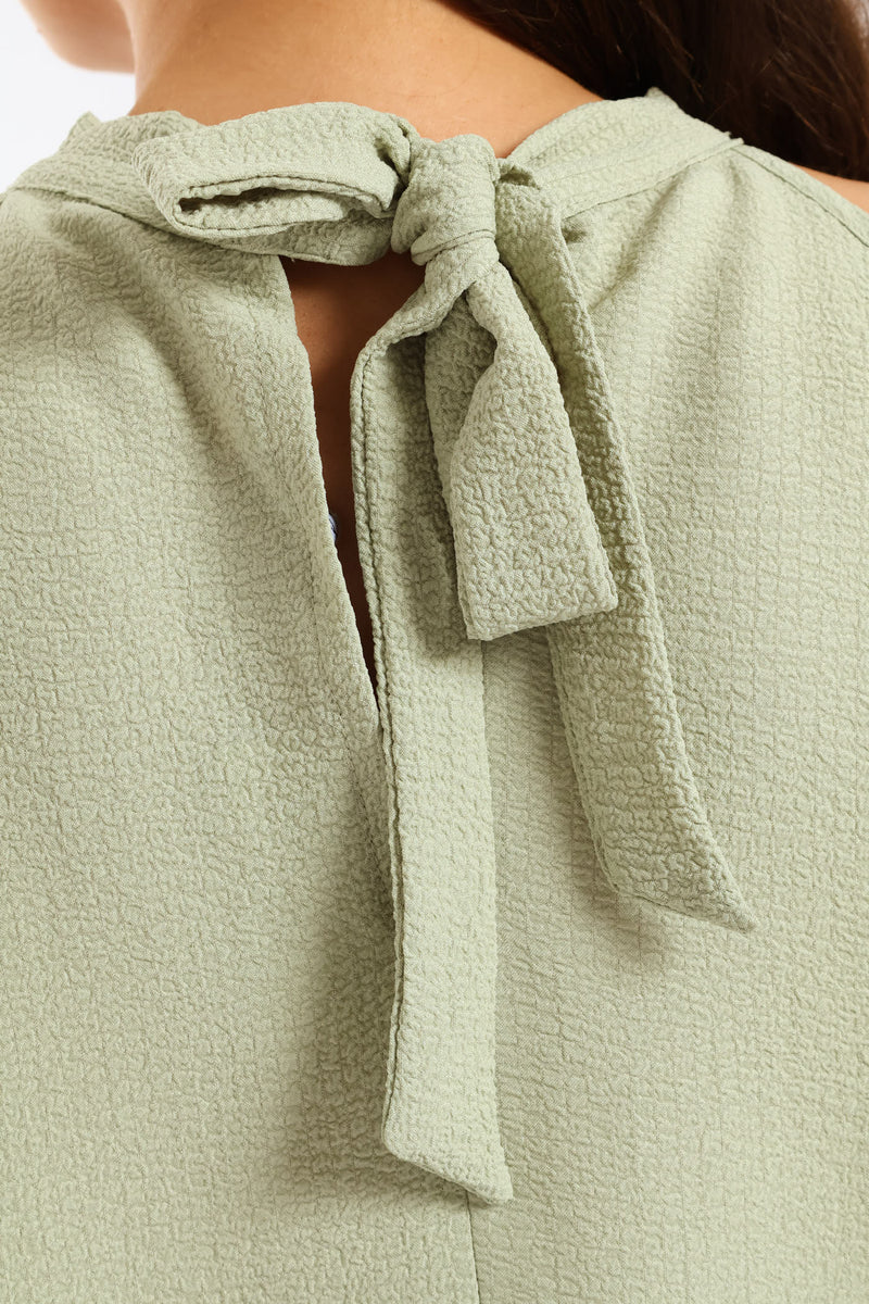 Halter Tie-Back Hilo Textured Swing Cami - Sage