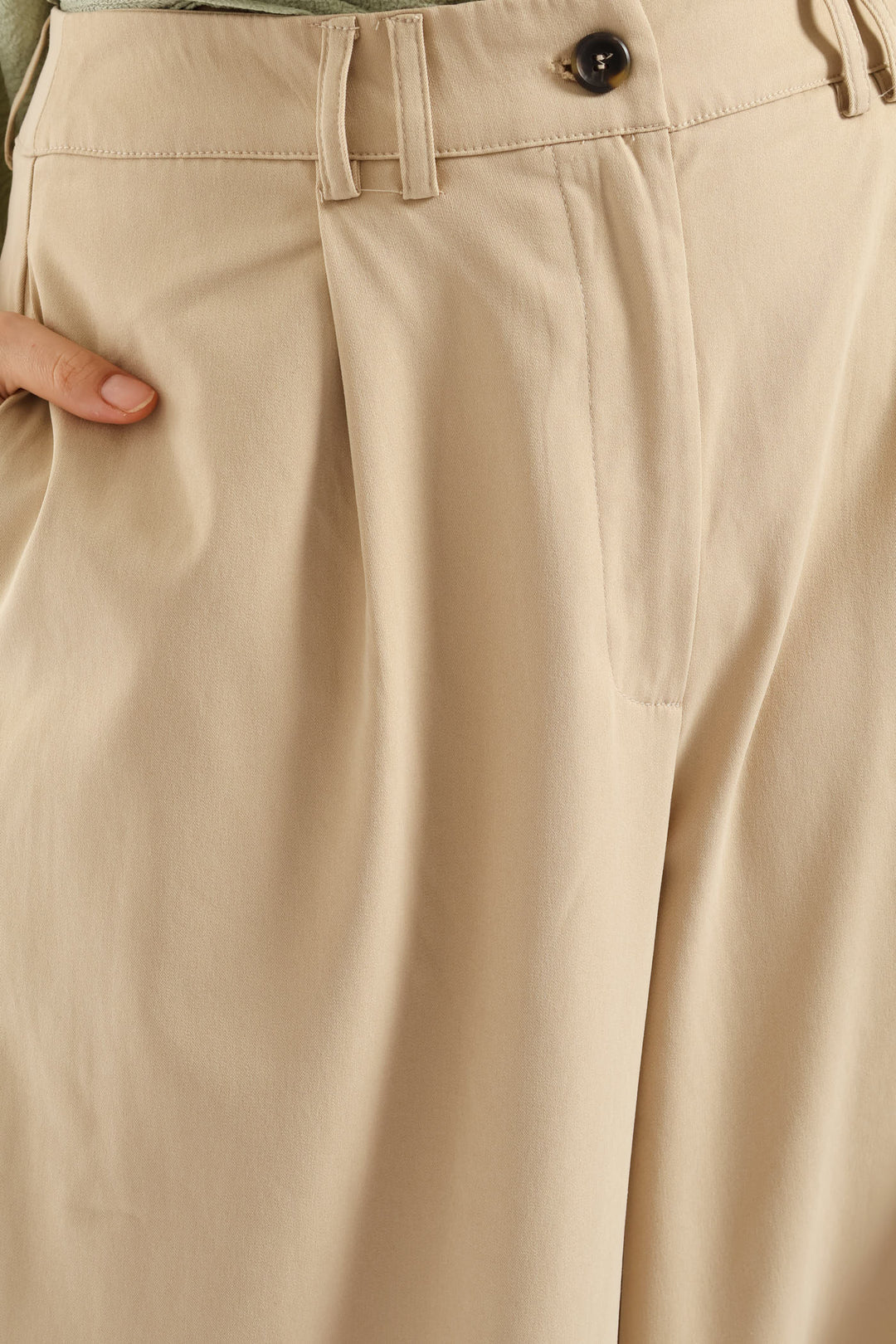 Pleat Detail Chino Palazzo Trouser - Light Stone