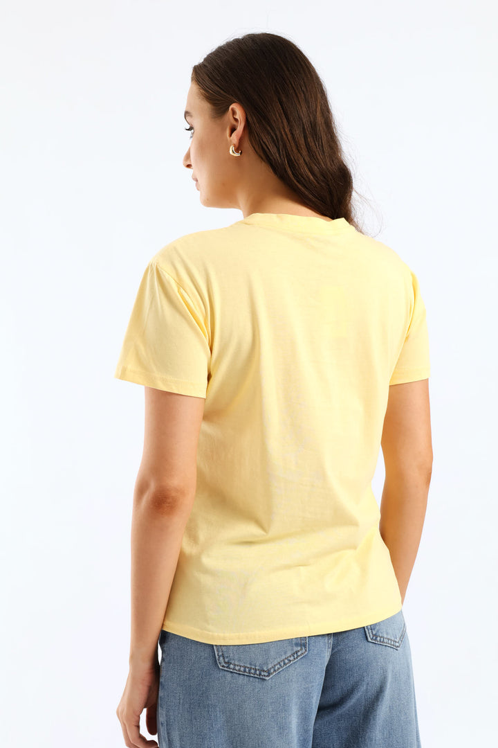 Butterfly Foil Regular Tee - Light Yellow