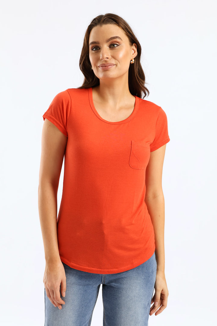 Plain Pocket Tee - Paprika