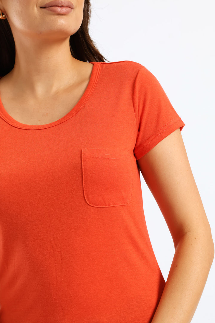 Plain Pocket Tee - Paprika